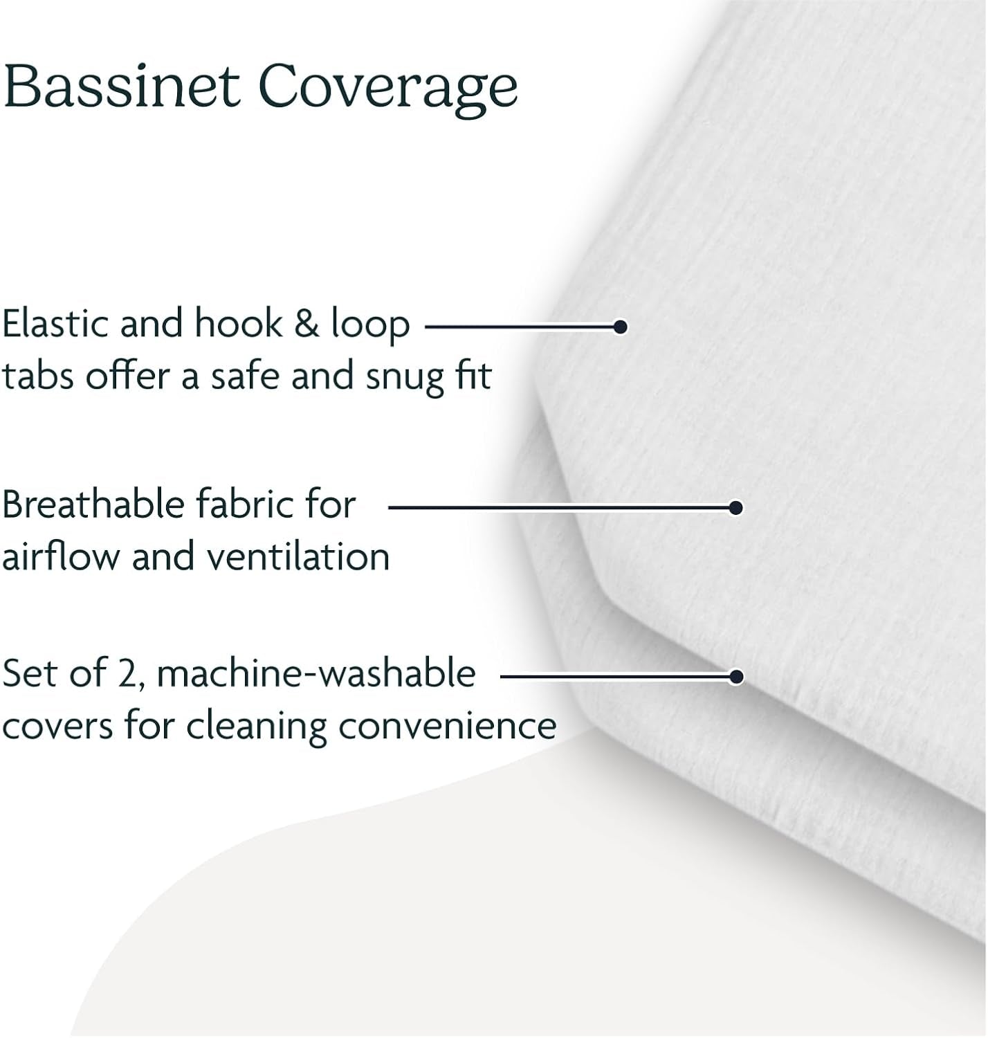 Bassinet Covers for Remi Playard - Secure Attachment - Soft and Comfortable - Machine Washable - Set of 2 - Organic