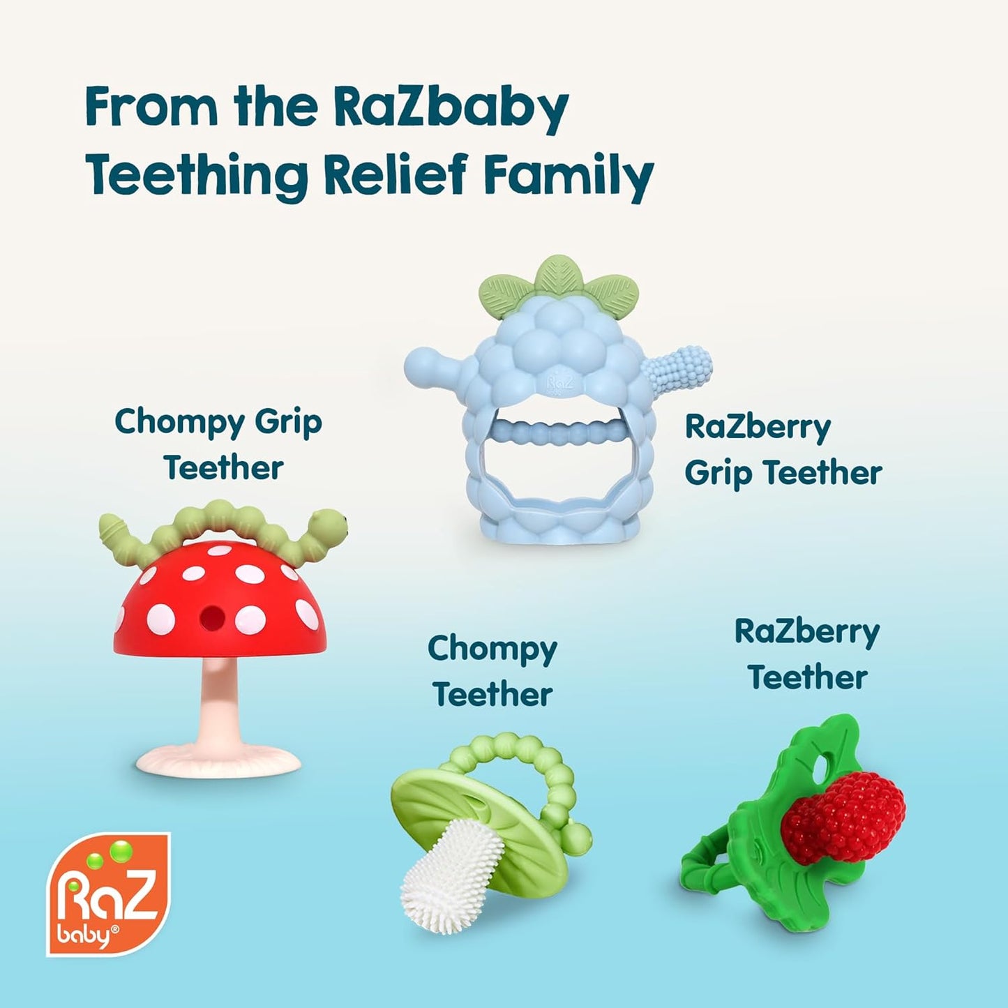 Silicone Infant & Baby Teething Toy, Textured Berrybumps Soothe Babies’ Sore Gums, Razberry Bites Relief Teether, Back & Front Teeth, BPA Free, Easy to Hold, Fruit Shape for Babies 3M+ - Red