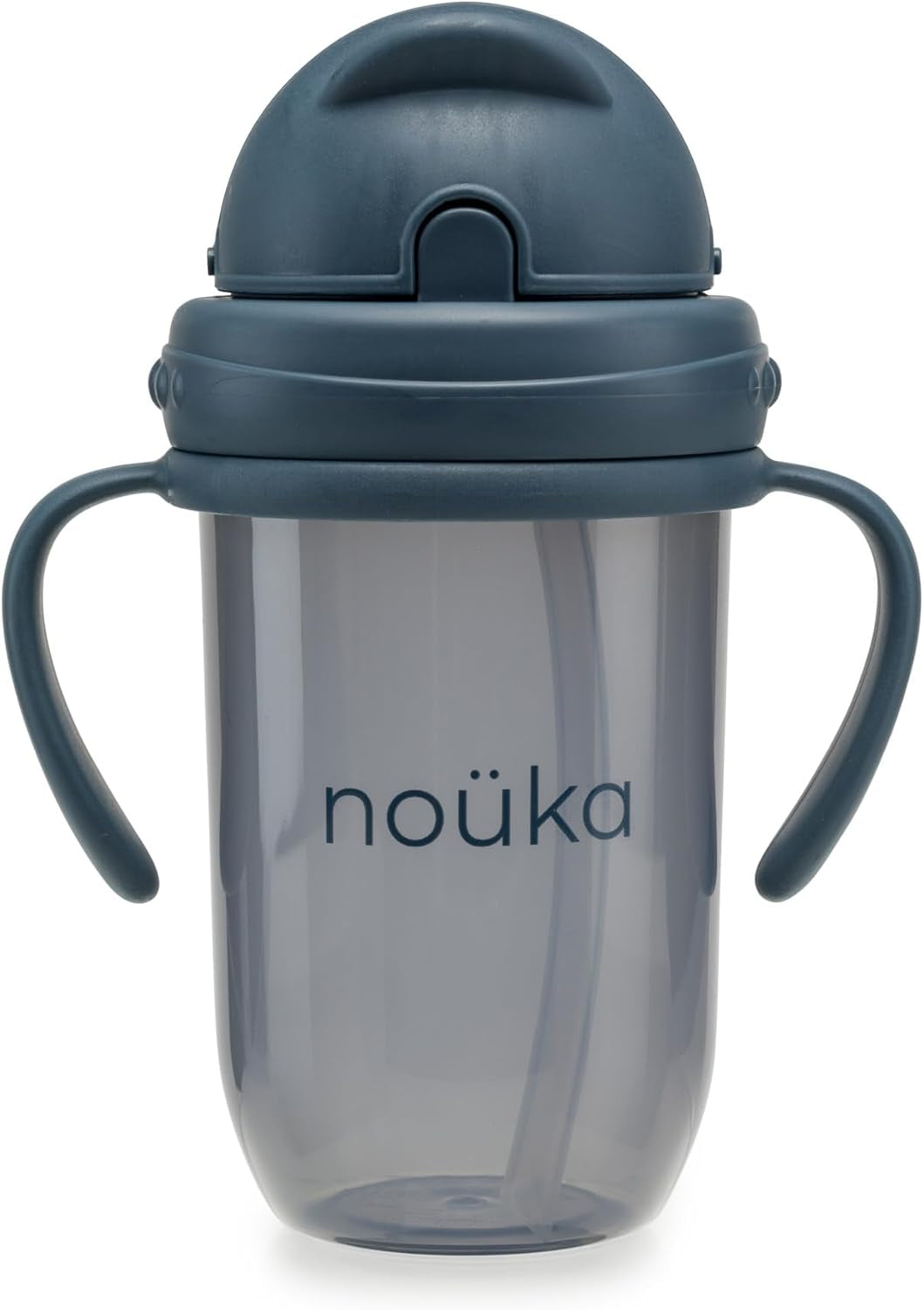 Nouka Straight Straw Cup with Click Top Lid | Leak Proof and Easy Grip | Removable Handles | Deep Ocean
