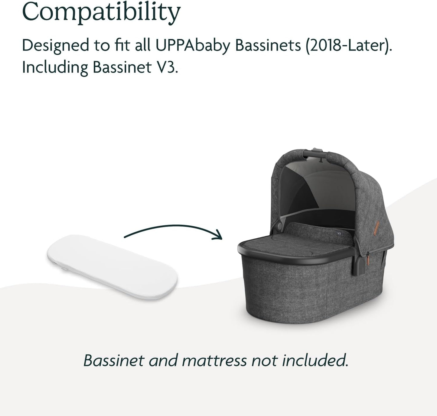 Bassinet V3 Mattress Cover/Extra Cover for Bassinets 2018-Later/Ultra Soft and Comfortable/Machine Washable/White