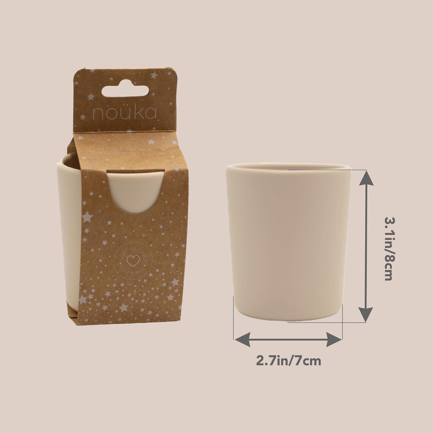 Nouka My First Cup | 100% Food-Grade Silicone | Small Design Is Easy to Hold | Non-Slip & Soft | Dishwasher Friendly | Deep Moon | Size 6 Oz