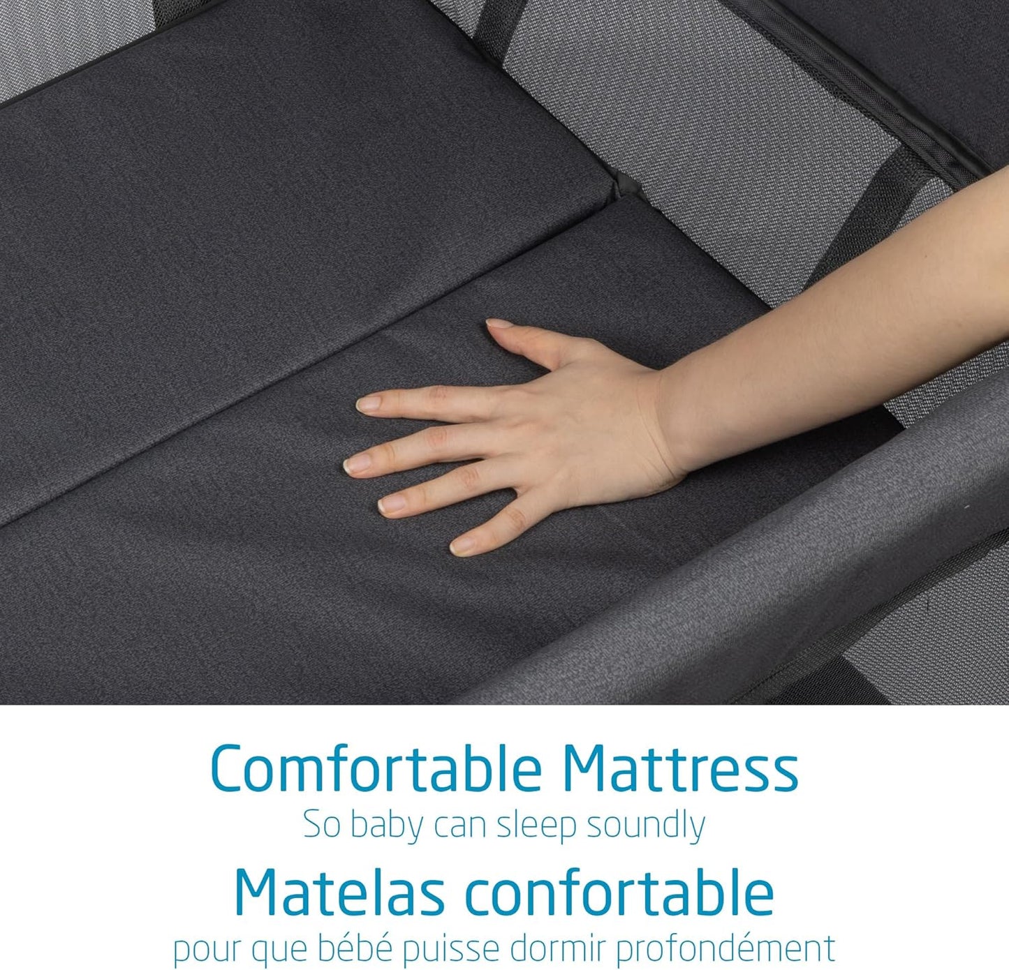 Swift Playard, Playpen with 3-In-1 (Newborn Bassinet, Toddler, Play), Portable, Ultra Comfort, 1 Step Fold, Travel Bag Included, Classic Graphite