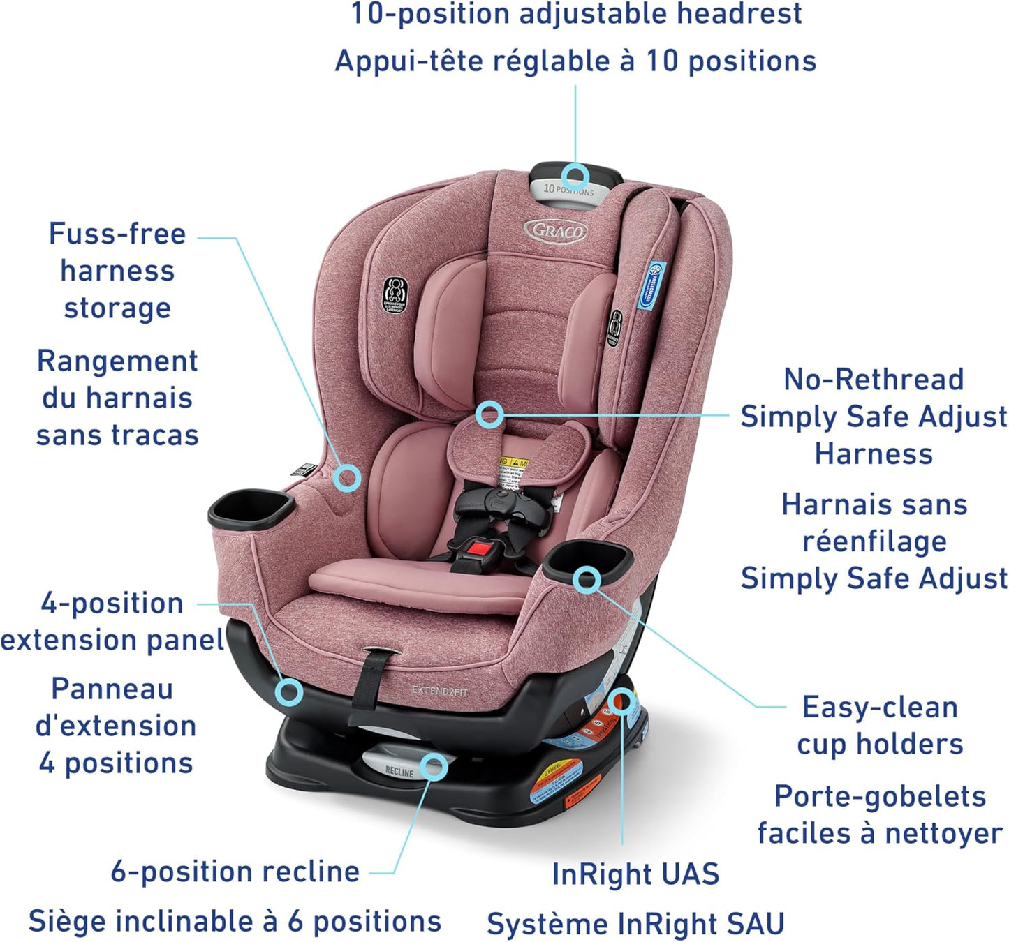 Extend2Fit Convertible Car Seat, 2-In-1 Forward & Rear-Facing Baby Car Seat, 1.8-30 Kg (4-65 Lb), Talia