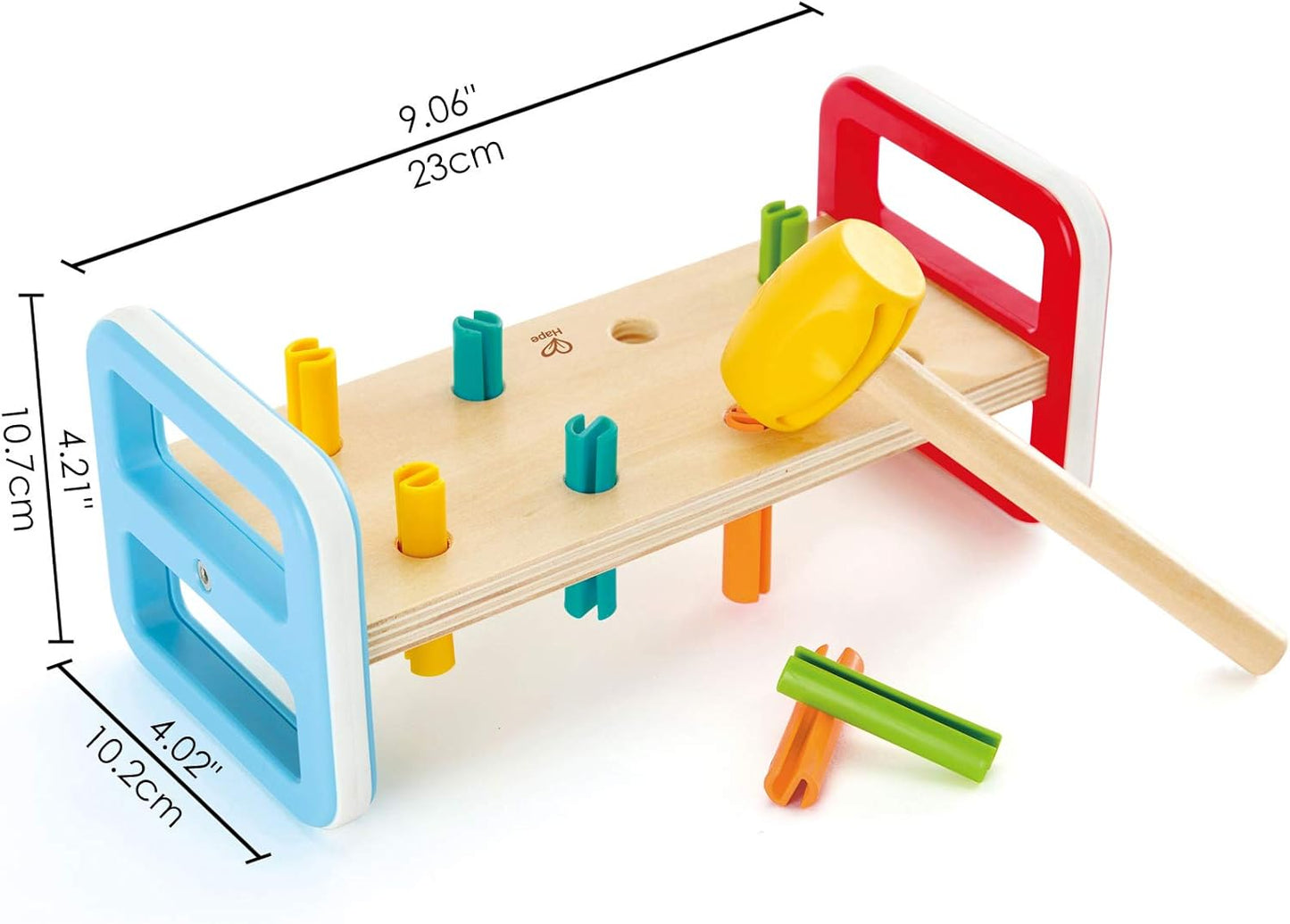 Rainbow Pounder| Pounding Bench Wooden Toy with Hammer, Multicolor