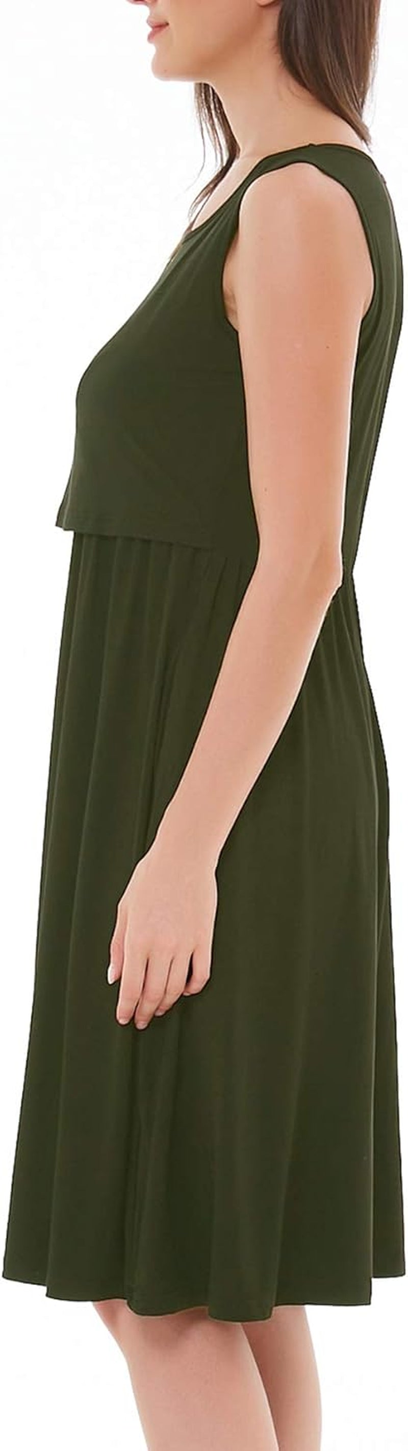 Women'S Sleeveless Nursing Dresses Patchwork Maternity Breastfeeding Dress