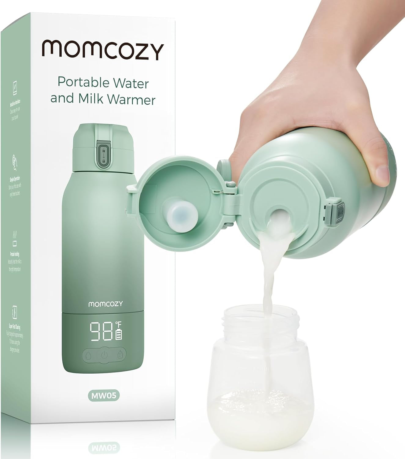 Portable Milk Warmer for Travel – Dual Heating for Breast Milk & Water, Fast Heating, Long Battery Life, 17 Oz Large Capacity for All-Day Feeding Convenience