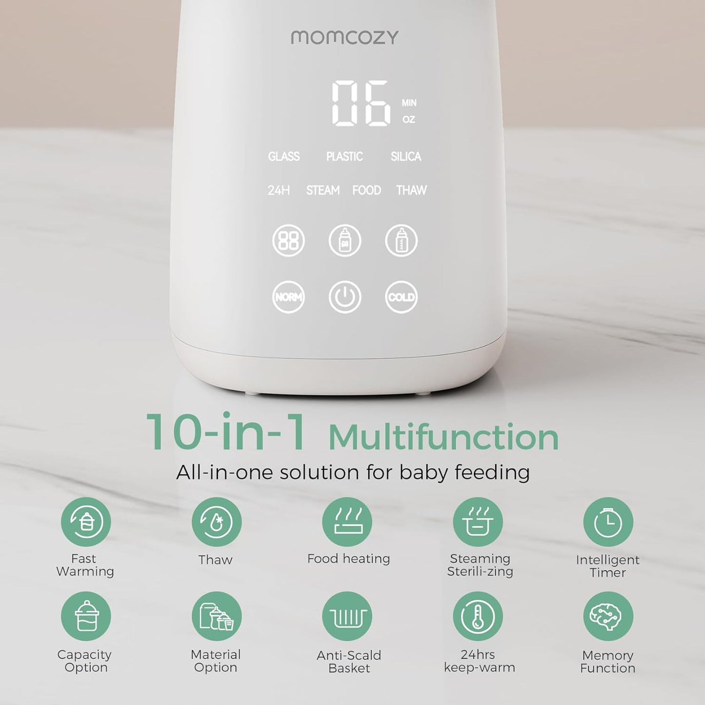 Smart Baby Bottle Warmer & Steam Bottle Sterilizer, Fast Baby Milk Warmer with Accurate Temperature Control and Automatic Shut-Off, Multifunctional Bottle Warmers for Breastmilk or Formula