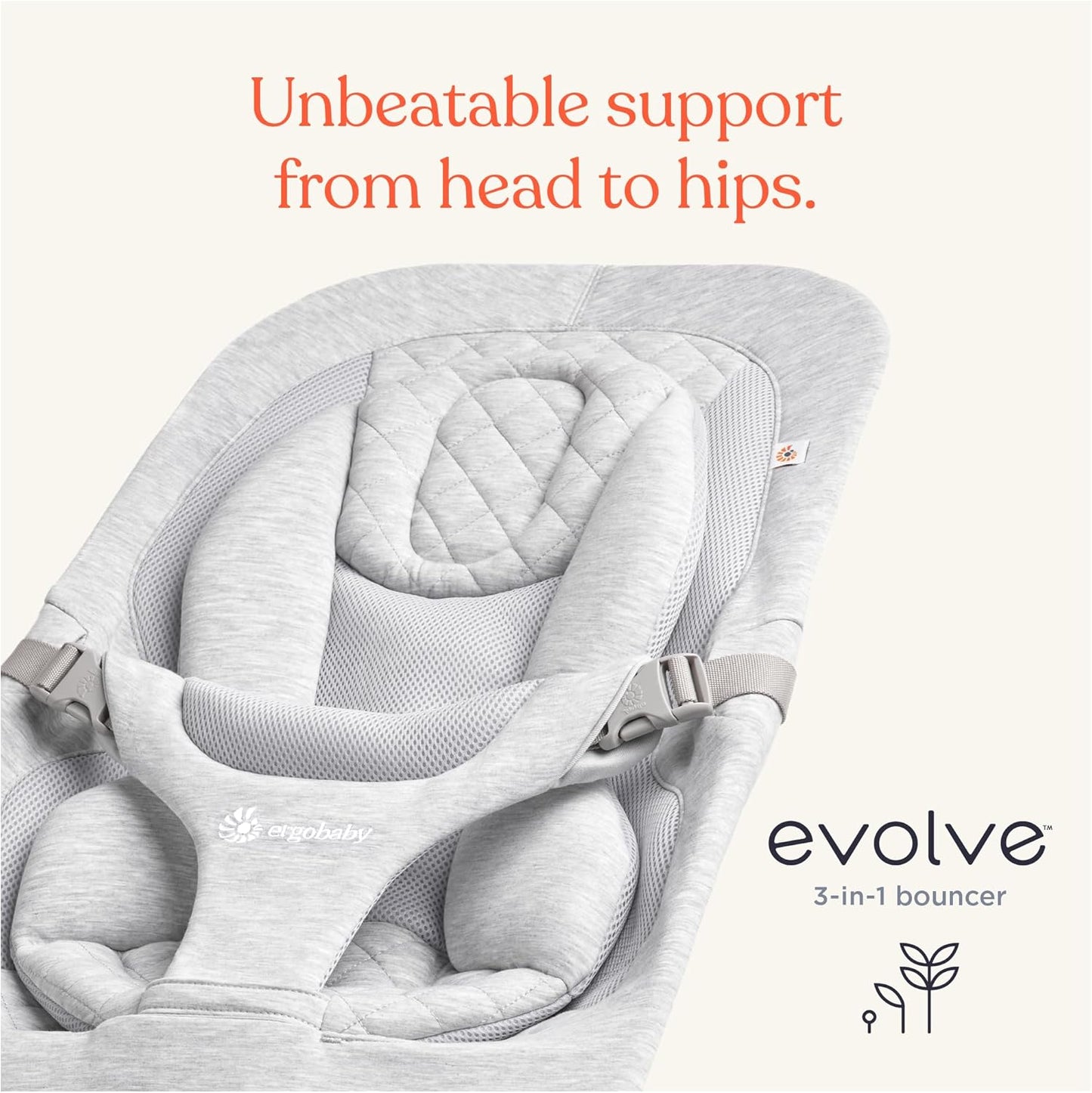Evolve 3-In-1 Bouncer, Adjustable Multi Position Baby Bouncer Seat, Fits Newborn to Toddler, Onyx Black
