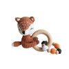 OOTDTY Crochet Elk Bunny Rattle Toys Wooden Baby Pram Clip Baby Gym Stroller Hanging Pendant Newborn Crib Mobile Rattle Toys