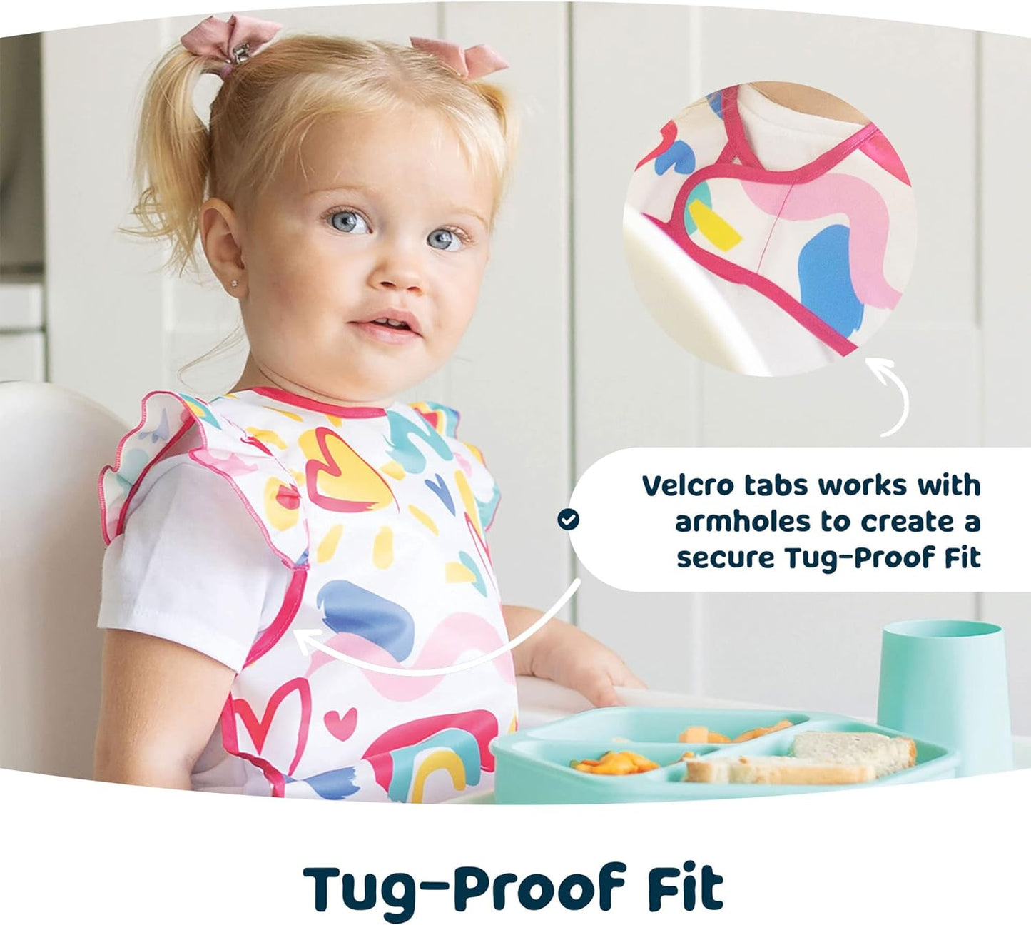 Mess Proof Baby Bib Waterproof Toddler and Baby Apron Bib Machine Washable Flutter