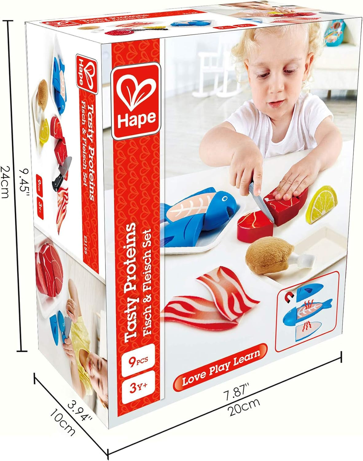 Tasty Proteins Set | Wooden Pretend Play Food Set for Kids, Basic Play Velcro Cooking Ingredients and Accessories Set, Multicolor