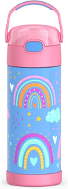 FUNTAINER 14 Ounce Stainless Steel Vacuum Insulated Bottle, Rainbow Dreams