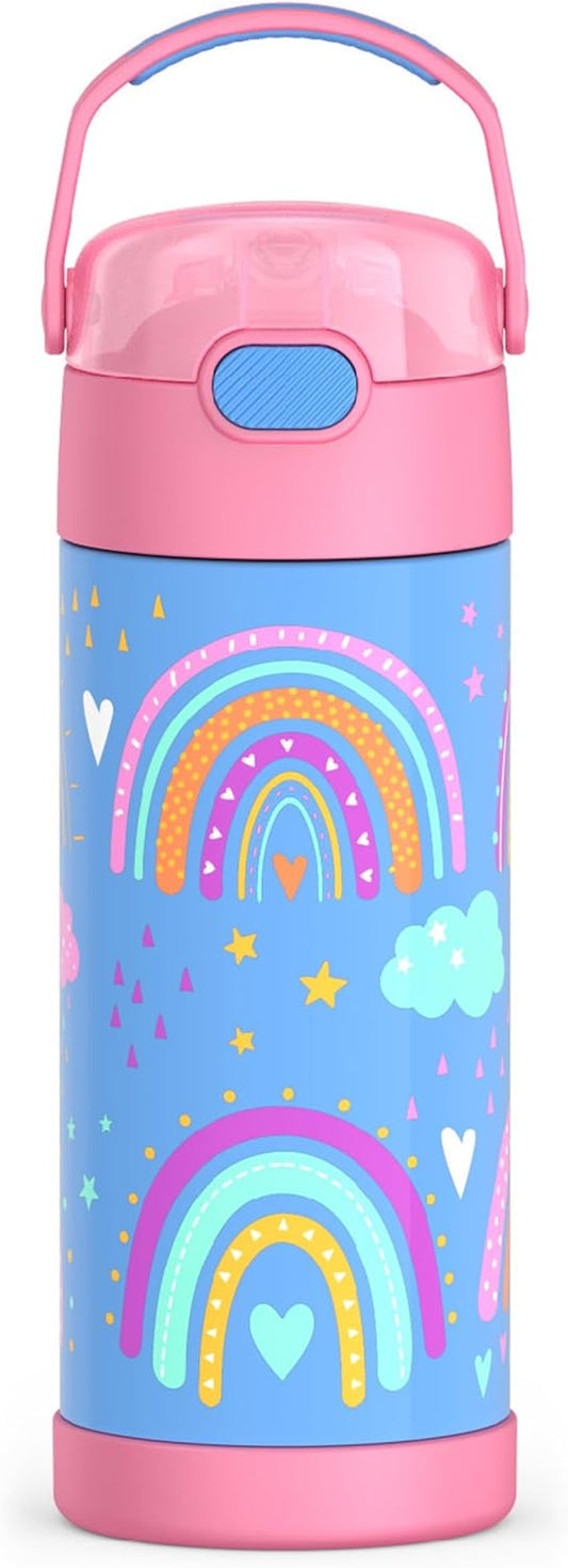 FUNTAINER 14 Ounce Stainless Steel Vacuum Insulated Bottle, Rainbow Dreams