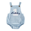 Infant Baby Girl Boy Birthday Overalls Romper Number and Letter Print Summer Adorable Elastic Band Jumpsuits 6-18M