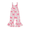 Toddler Girl Bell-Bottom Jumpsuit Bow/Watermelon/Strawberry Square Neck Knotted Flare Pants Overalls Baby Summer Clothes
