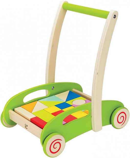 - Block and Roll Cart Wooden Push and Pull Toy