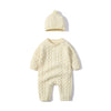 Autumn Newborn Girl Boy Knitted Jumpsuits Outfits Baby Rompers Caps Clothes Sets Winter Long Sleeve Toddler Infant Overalls 2Pcs
