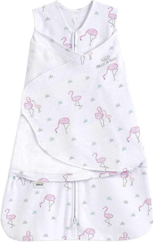 100% Cotton Sleepsack Swaddle, 3-Way Adjustable Wearable Blanket, TOG 1.5, Flamingos, Newborn (Pack of 1)