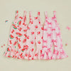 Toddler Girl Bell-Bottom Jumpsuit Bow/Watermelon/Strawberry Square Neck Knotted Flare Pants Overalls Baby Summer Clothes
