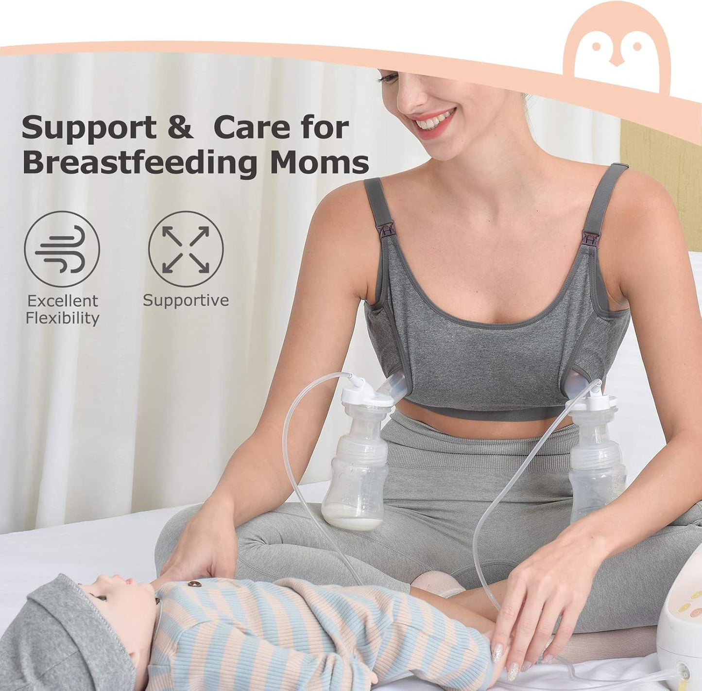Pumping Bra,Hands Free Pumping Bra 2 Pack Supportive Comfortable All Day Wear Pumping and Nursing Bra in One,S-Xxl