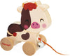 J03324 Wooden Running Cow with Bell Learning Toy for Pulling and Pushing Motor Skills and Imagination Learning Cord 50 Cm Suitable for Small Hands Fsc-Certified from 12 Months