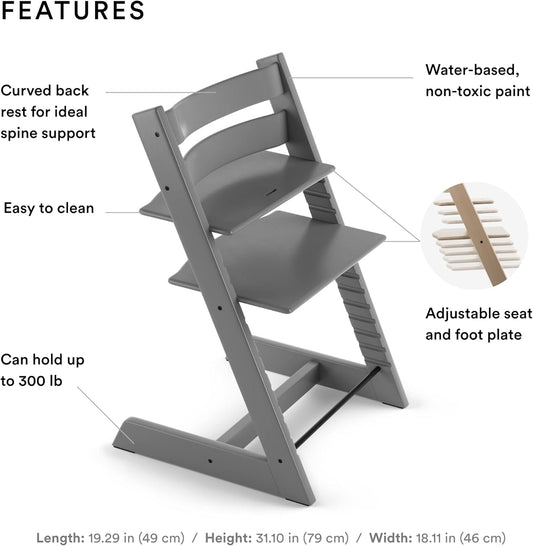 Tripp Trapp Chair from , Storm Grey - Adjustable, Convertible Chair for Toddlers, Children & Adults - Convenient, Comfortable & Ergonomic - Classic Design