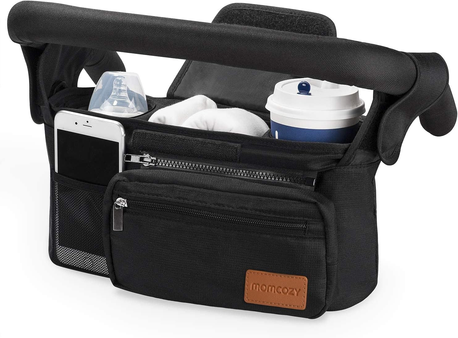 Universal Stroller Organizer with Insulated Cup Holder by  - Detachable Phone Bag & Shoulder Strap, Fits for Stroller like Uppababy, Baby Jogger, Britax, BOB, Umbrella and Pet Stroller