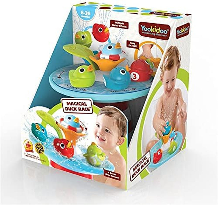 Bath Toy-Magical Duck Race with Auto Fountain, Water Pump, and 4 Racing Ducks