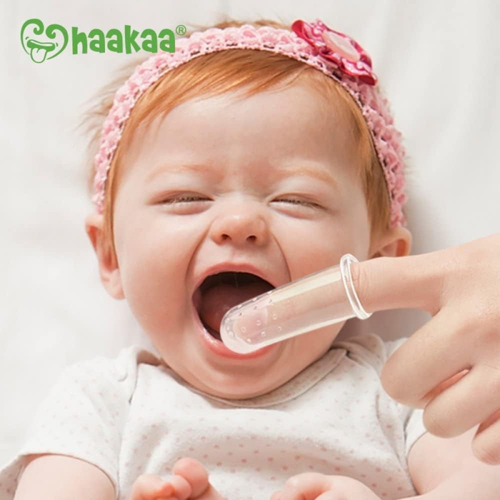 Silicone Baby Finger Toothbrush Set - Ultra Soft Bristles for Baby Oral Gum Cleaning| Baby Teething Training| Newborn Oral Massager, BPA Free,2Pk - 0M+Babies - Clear