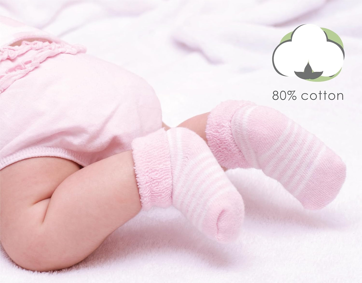 6-Pack Terry Newborn Socks - Pink/Grey