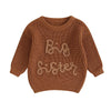 Children Toddler Girls Letter Embroidery Sweaters Knitted Autum Winter Baby Clothes round Neck Kids Girls Pullover Warm Tops