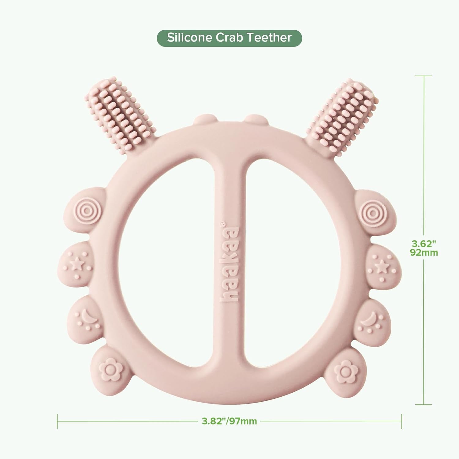 Silicone Crab Baby Teether,Teething Toys,360°Baby Toothbrush Head for Infant Self-Brushing Training,Food-Grade Silicone,Blush