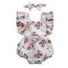2020 Baby Summer Clothing Infant Newborn Baby Girl Floral Romper Sleeveless Ruffled Jumpsuits with Headband
