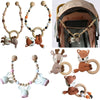 OOTDTY Crochet Elk Bunny Rattle Toys Wooden Baby Pram Clip Baby Gym Stroller Hanging Pendant Newborn Crib Mobile Rattle Toys