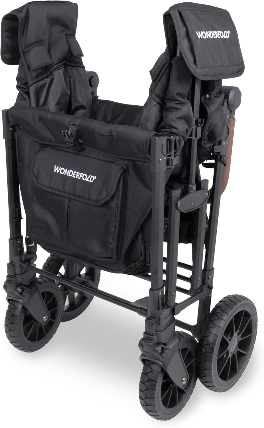 W4 Luxe Pro Stroller Wagon (4 Seater) - Collapsible Wagon Stroller with Seats Featuring 5-Point Safety Harnesses and Adjustable Sun Canopy, Jet Black