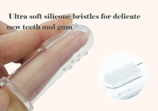 Silicone Baby Finger Toothbrush Set - Ultra Soft Bristles for Baby Oral Gum Cleaning| Baby Teething Training| Newborn Oral Massager, BPA Free,2Pk - 0M+Babies - Clear