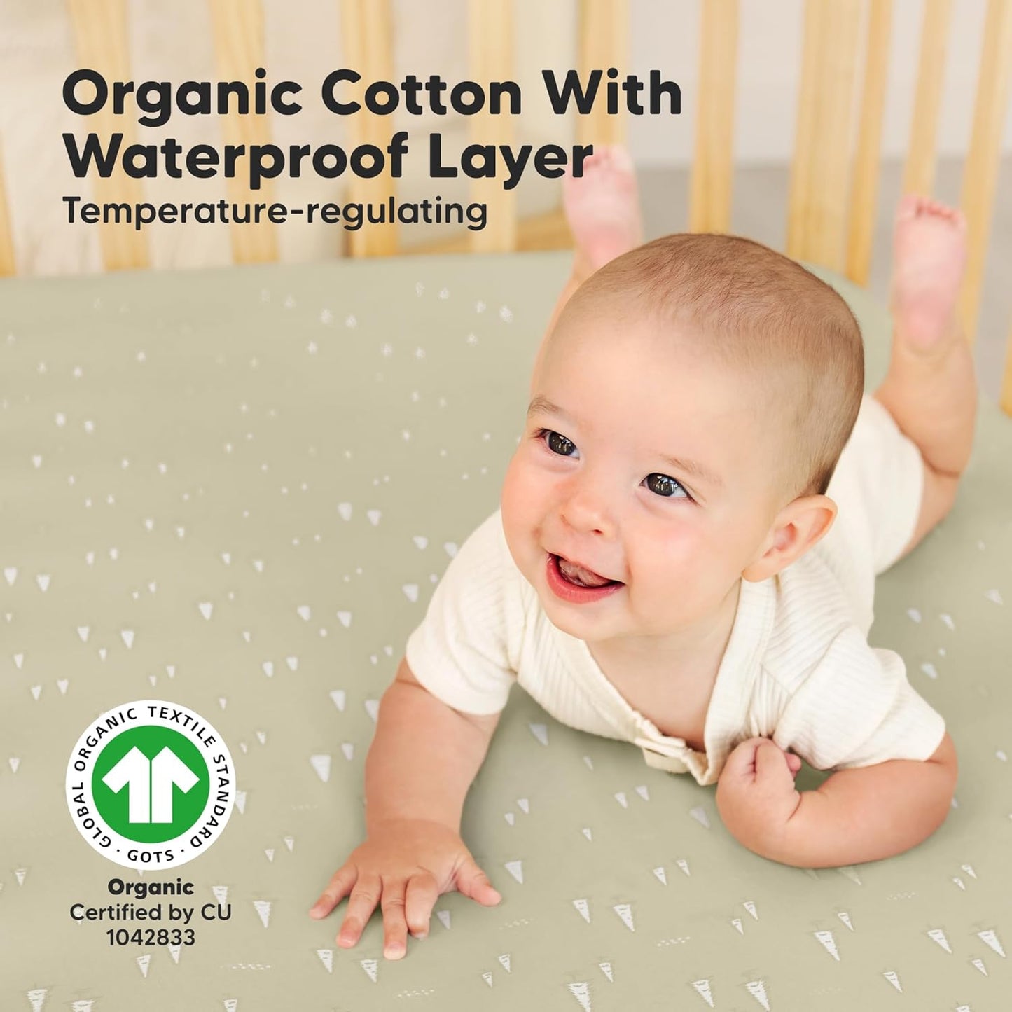 2-Pack Waterproof Crib Sheets for Girl, Boy - Organic Cotton Fitted Crib Sheets Neutral, Crib Mattress Protector Sheets, Soft Toddler Bed Sheets, Washable Infant Fitted Baby Crib Sheets (Pine Grove)