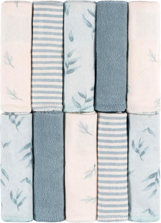 10-Pack Baby Washcloths – Soft & Gentle Cotton, Perfect for Bath Time & Everyday Use, Absorbent & Durable, Blue