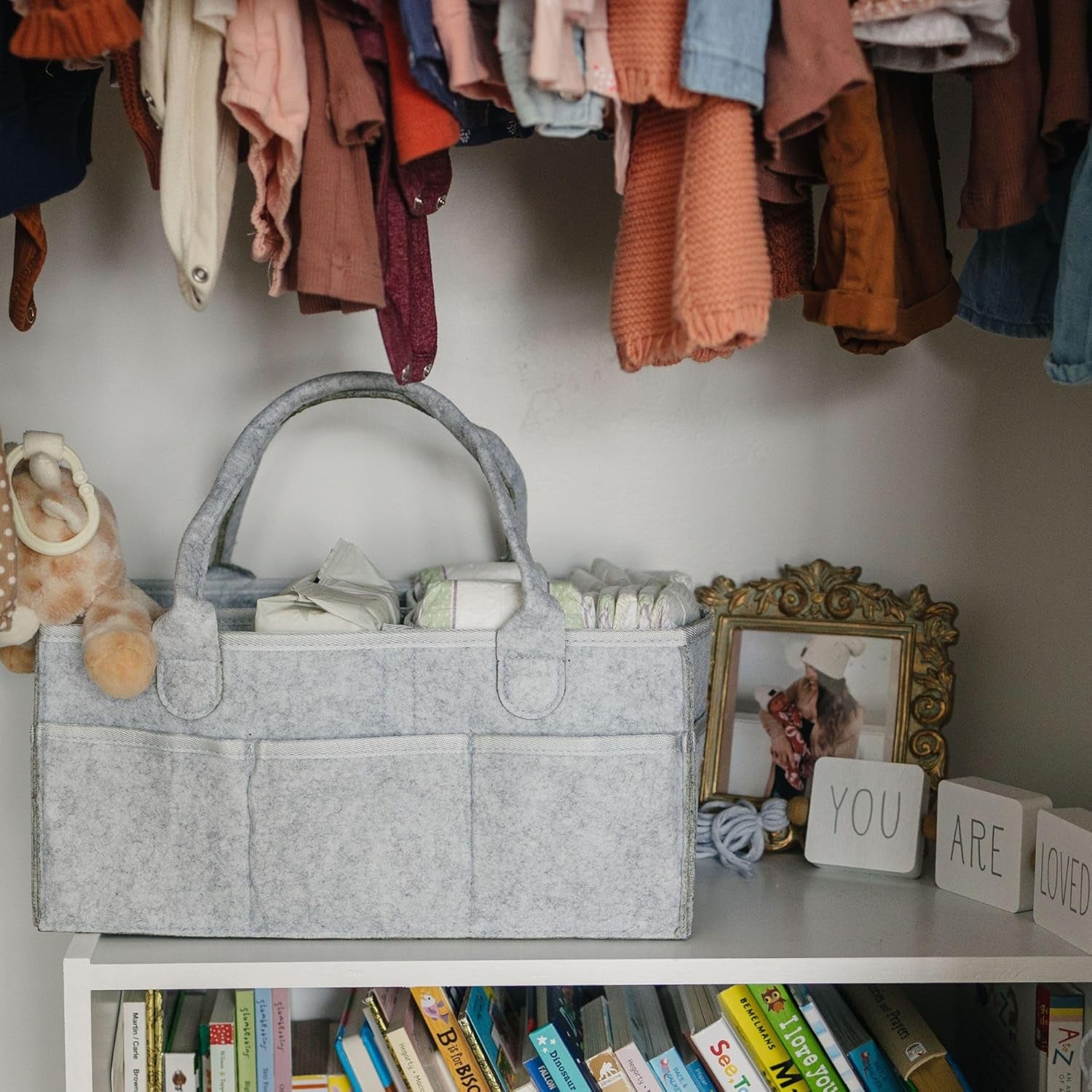 Nursery Storage Basket - Baby Diaper Caddy Organizer for Diaper Station, Newborn Essentials, Baby Shower Gifts and Registry Must-Haves for Boy or Girl