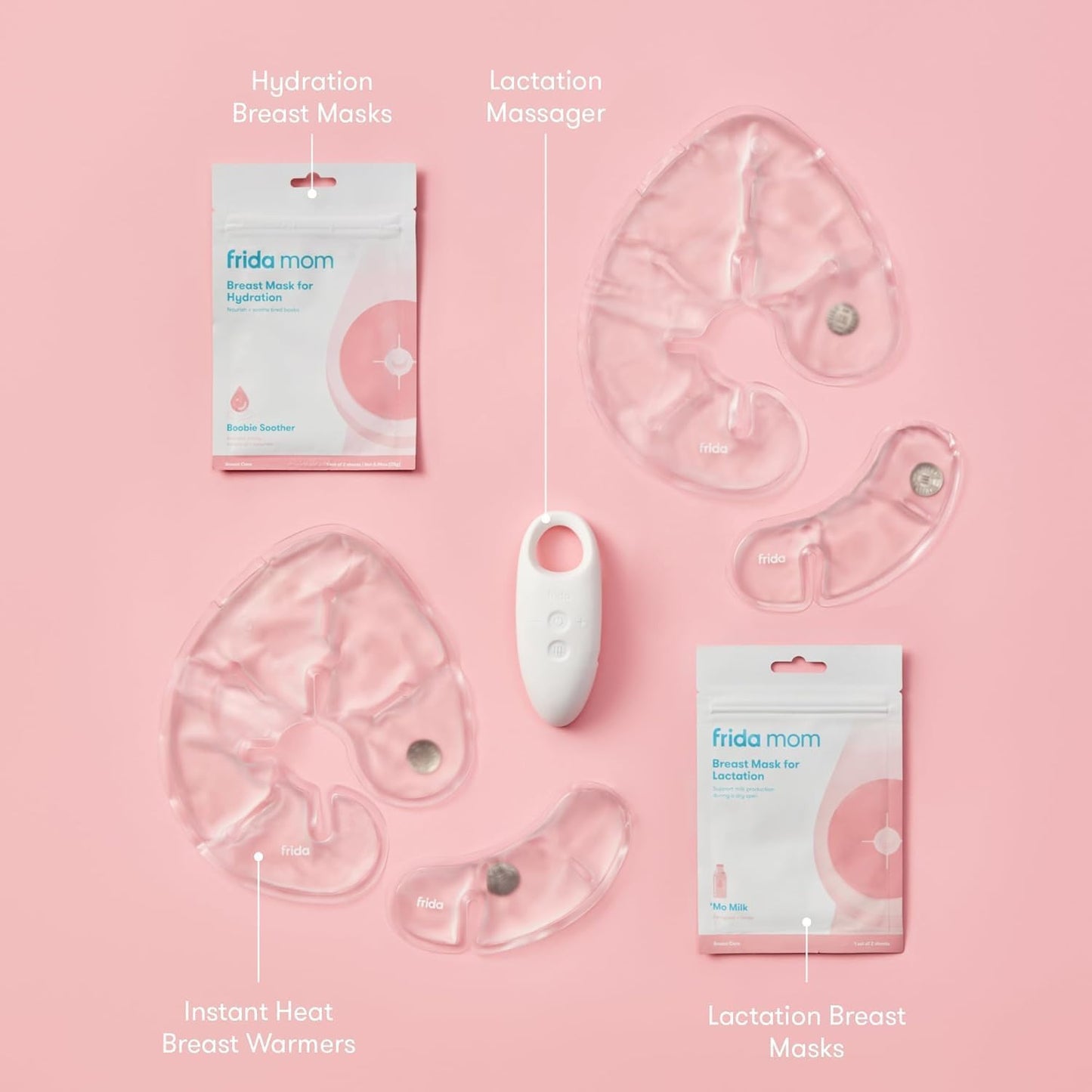 Breastfeeding Essentials Kit for Lactation Support and Nipple Relief, Includes Lactation Massager, Heating Pads, and Masks for Hydration and Milk Flow (9Pc Set)