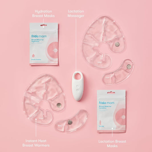 Breastfeeding Essentials Kit for Lactation Support and Nipple Relief, Includes Lactation Massager, Heating Pads, and Masks for Hydration and Milk Flow (9Pc Set)