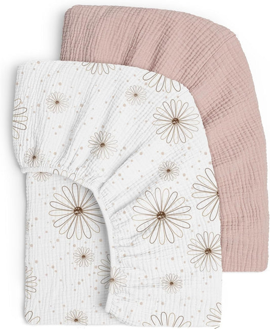 Lulumoon Crib Sheet Muslin for Baby: Soft Cotton Crib Sheets Fitted for Toddler Girl and Boy - Breathable Crib Mattress Sheet 28"X 52"