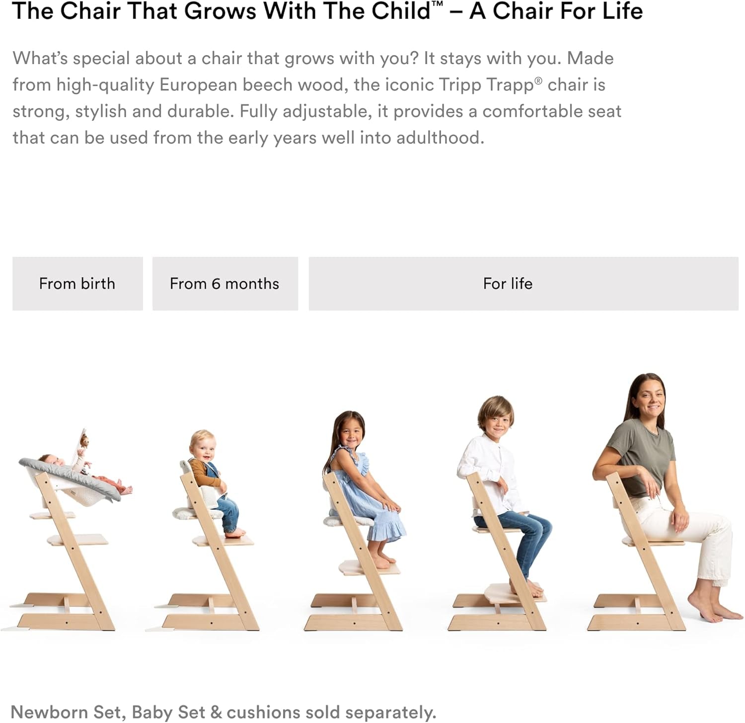 Tripp Trapp Chair from , Storm Grey - Adjustable, Convertible Chair for Toddlers, Children & Adults - Convenient, Comfortable & Ergonomic - Classic Design
