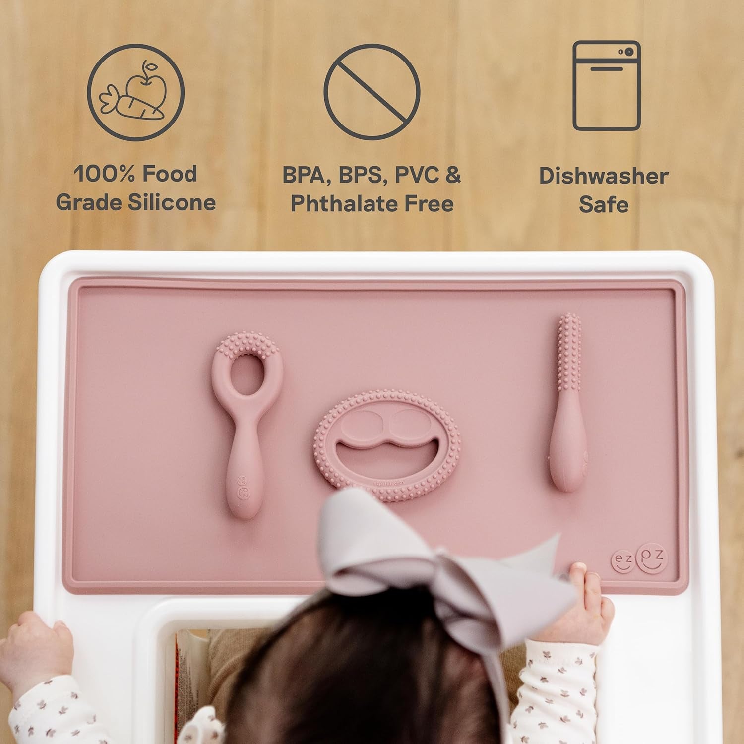Oral Development Tools (3 Pack in Blush) - Non-Slip Loop, Smile and Stick, 100% Silicone Tools That Encourage Speech Sound - Sensory Bumps - Dishwasher Safe - 3 Months+