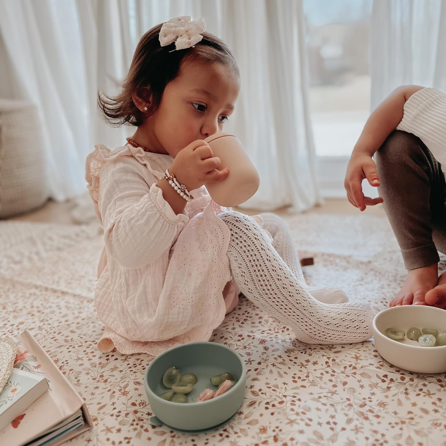 Nouka Non-Spill Sippy Cup | 100% Food-Grade Silicone | Easy Grip Double Handles | Non-Slip & Soft | Dishwasher Friendly | Fern | Size 6 Oz