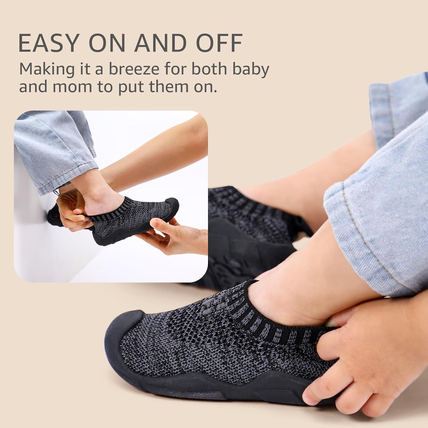 Kids Toddler Shoes Wide Toe Box Boys Sneakers Bump Toe Protection Slip on Sock Toddler Shoes