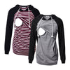 Maternity Nursing Hoodie Long Sleeve Striped Pregnant Women Tops Breastfeeding Sweatshirt Nurse Clothes for Spring Autumn