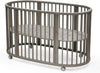 Sleepi Bed, Hazy Grey - Oval Crib Suitable for Ages 0-5 Years Old - Adjustable, Stylish & Flexible - Sturdy Beech Wood Frame