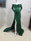 Sexy Shoulderless Maternity Dresses for Photoshoot Maxi Gown Baby Shower Women Pregnant Photography Clothes Long Pregnancy Dress