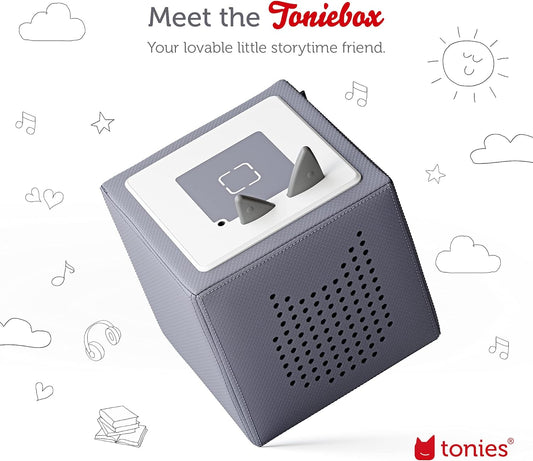 Toniebox Spidey and His Amazing Friends Starter Set with Spidey, Ghost-Spider, Spin, Black Panther, and Playtime Puppy - Includes Toniebox Audio Player - Gray
